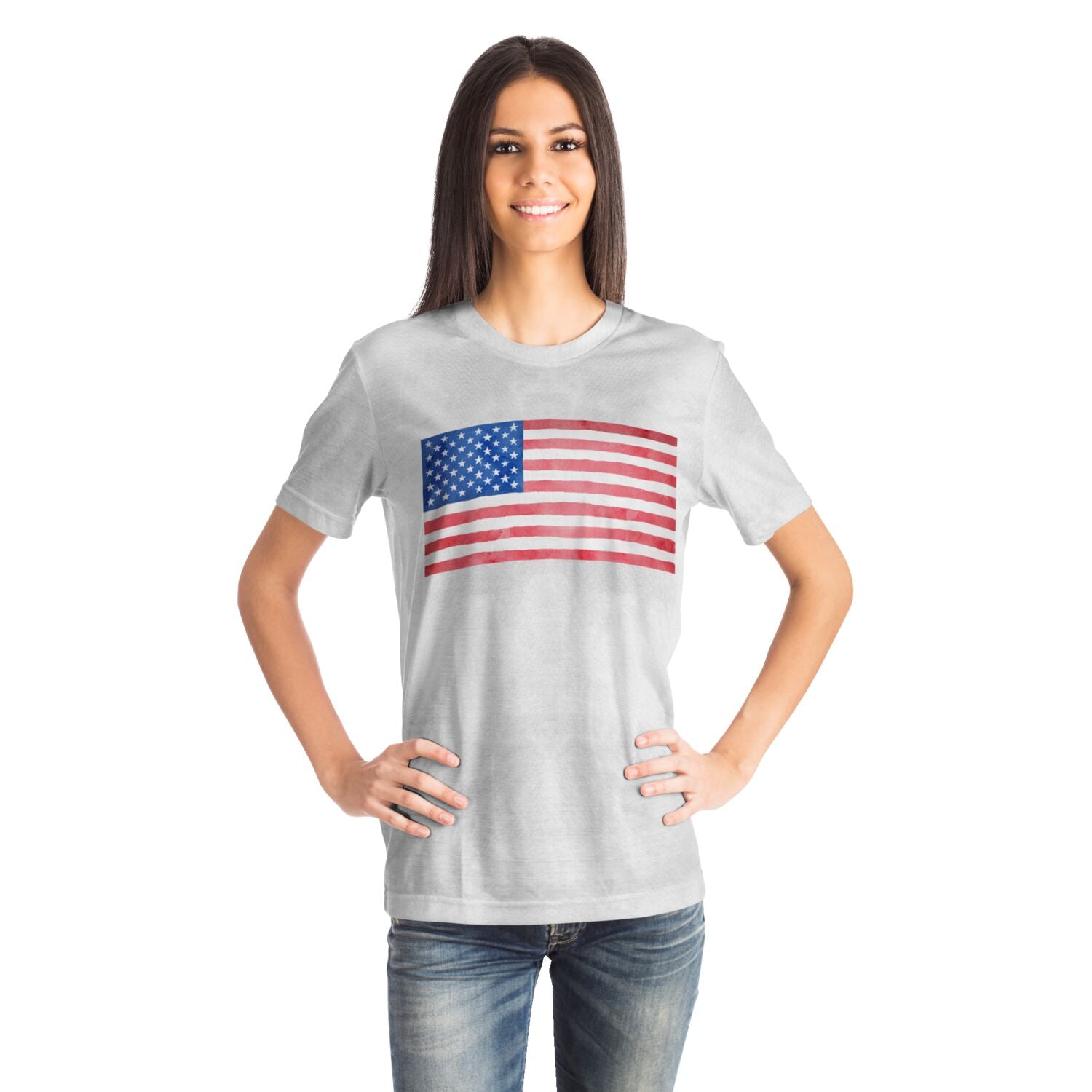 U.S. Flag Grey Smoke Ladies T-shirt