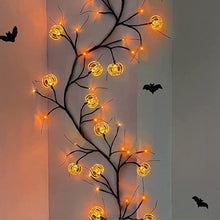 Load image into Gallery viewer, Halloween Indoor/Outdoor LED Willow Vine String Pumpkin Light Decoration
