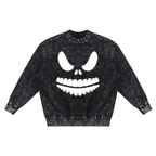 Wicked Smile Black Snow Washed Hand-Frayed Unisex Sweatshirt