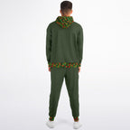 Green Mens Ziphoodie & Jogger with Christmas Camo Accents