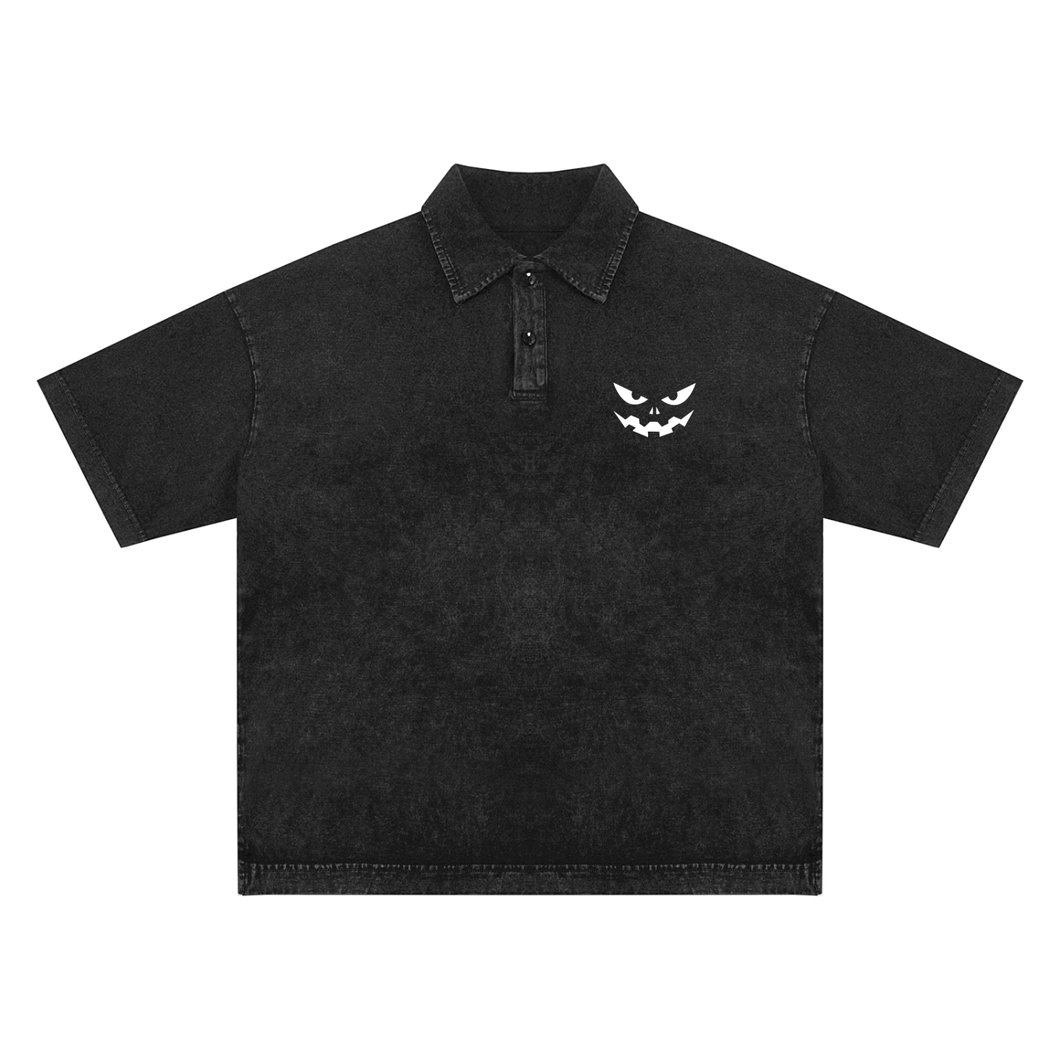 Classic Jacko Lantern Silhouette Heavyweight Snow-Washed Polo T-Shirt