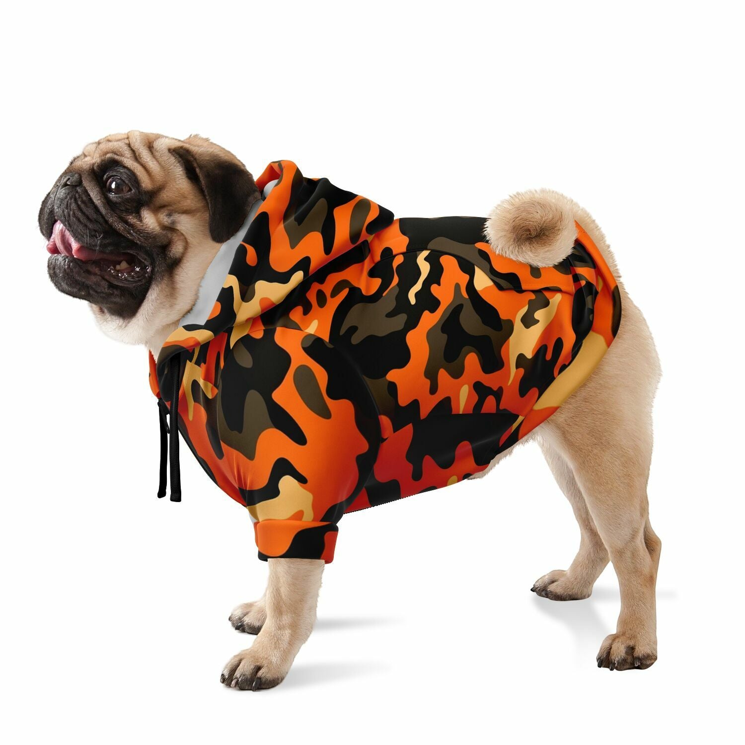 Orange and Black Camo Fashion Dog Zip-Up Hoodie