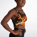 Orange Camo Mesh Padded Sports Bra