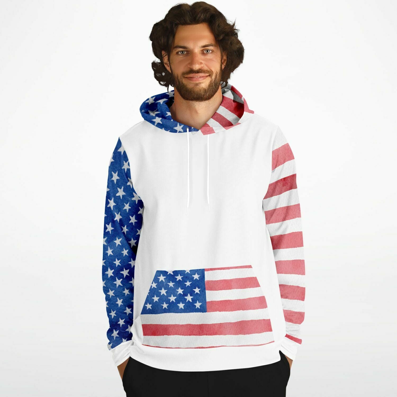 Men's Stars And Stripes Watercolor Pullover Hoodie