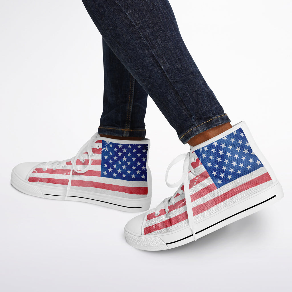Watercolor Paint American Flag Urban Peak High Top Shoes