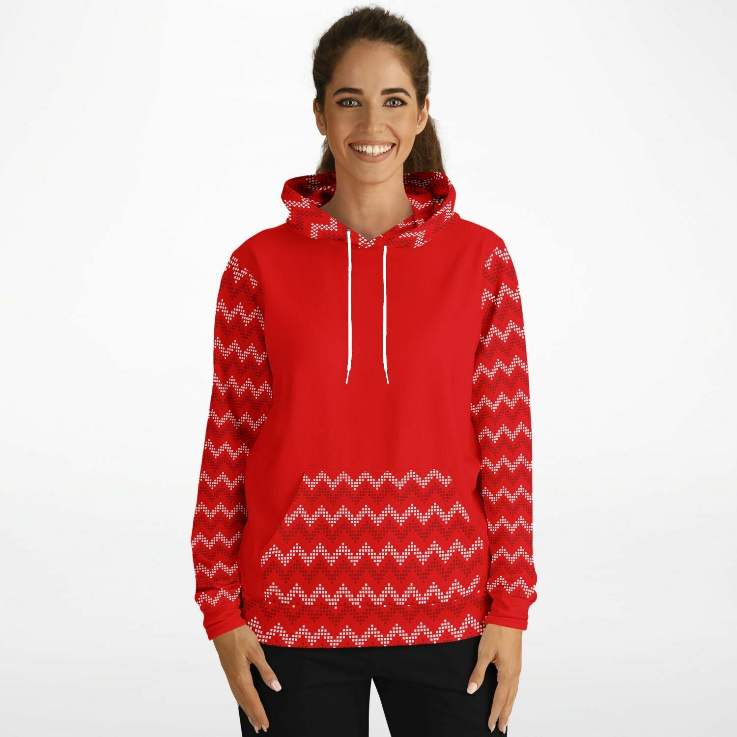 Red Zig Zag Stripe Fashion Hoodie