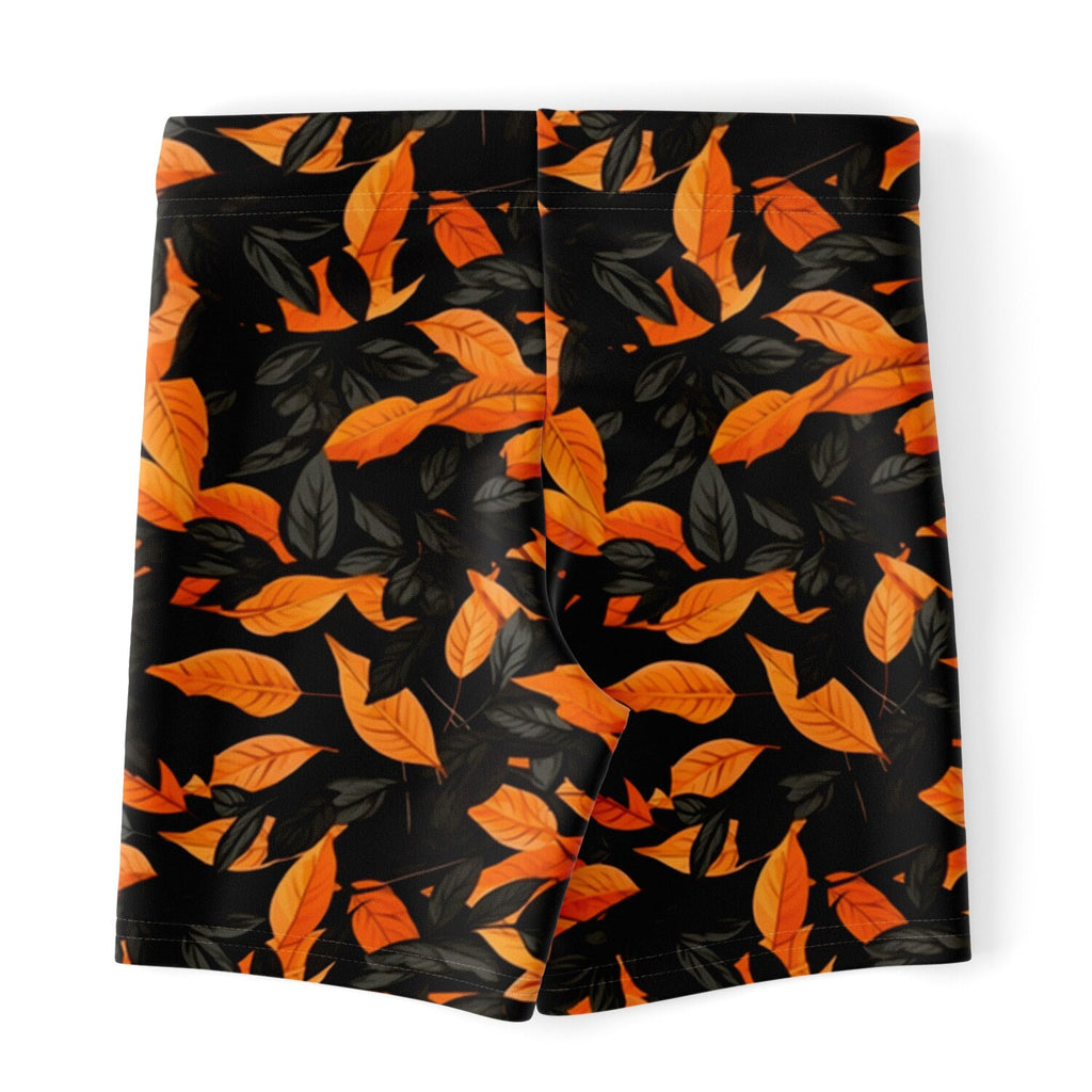Orange Leaves Forest Camo Legging Shorts