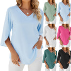 Womens V-Neck Loose Chiffon Shirt