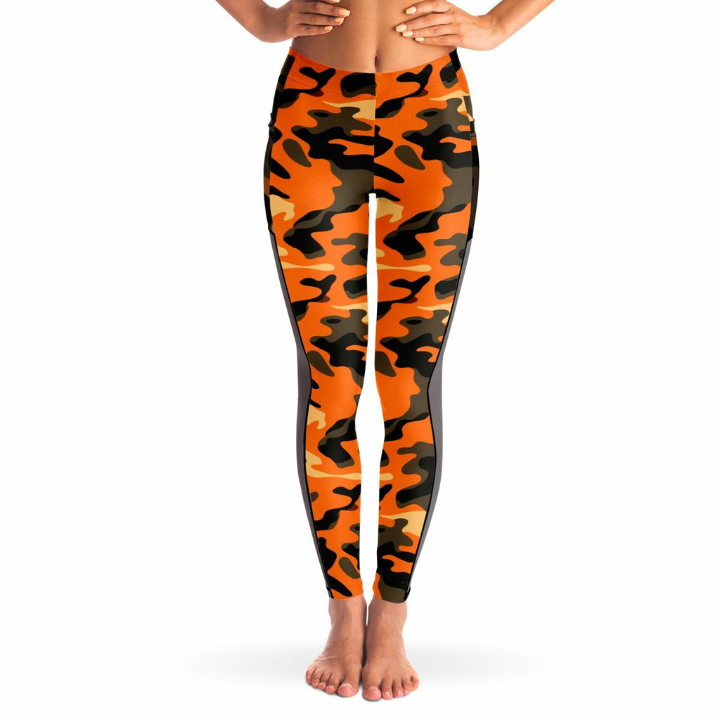Women's Orange Camo Mesh Pocket Legging