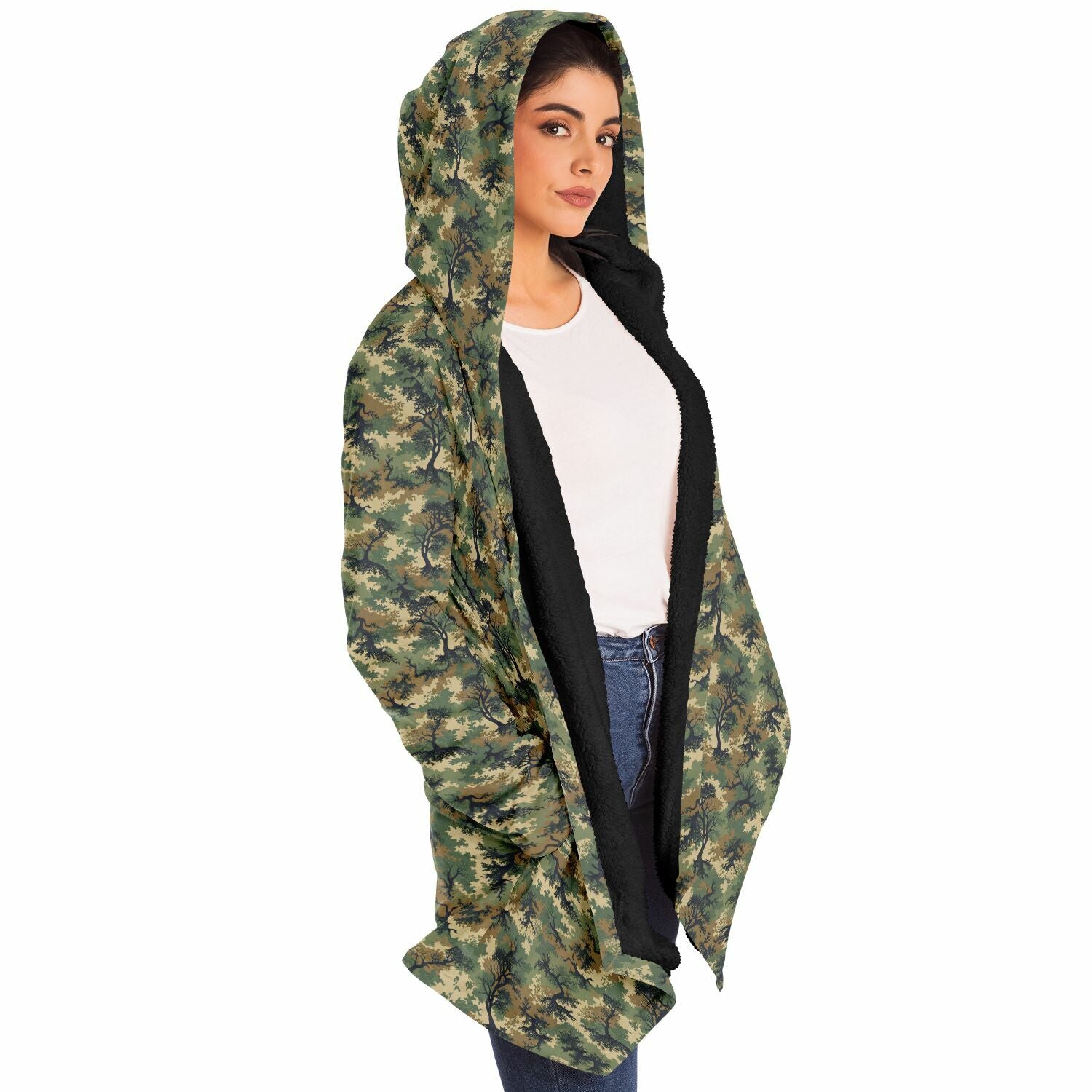 Green Tree Camo Microfleece Cloak