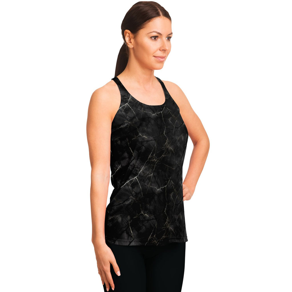 Black Marble Flowy Ladies Racerback Tank Top