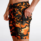 Orange leaves Camouflage Men's 2-in-1 Shorts