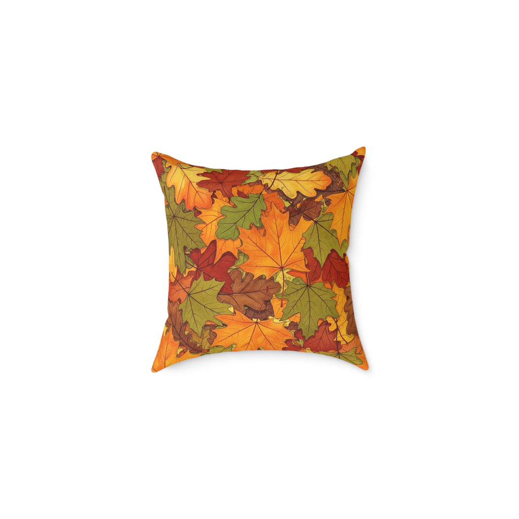 Autumn Leaves Square Pillow — Fall Decorative Throw Pillow