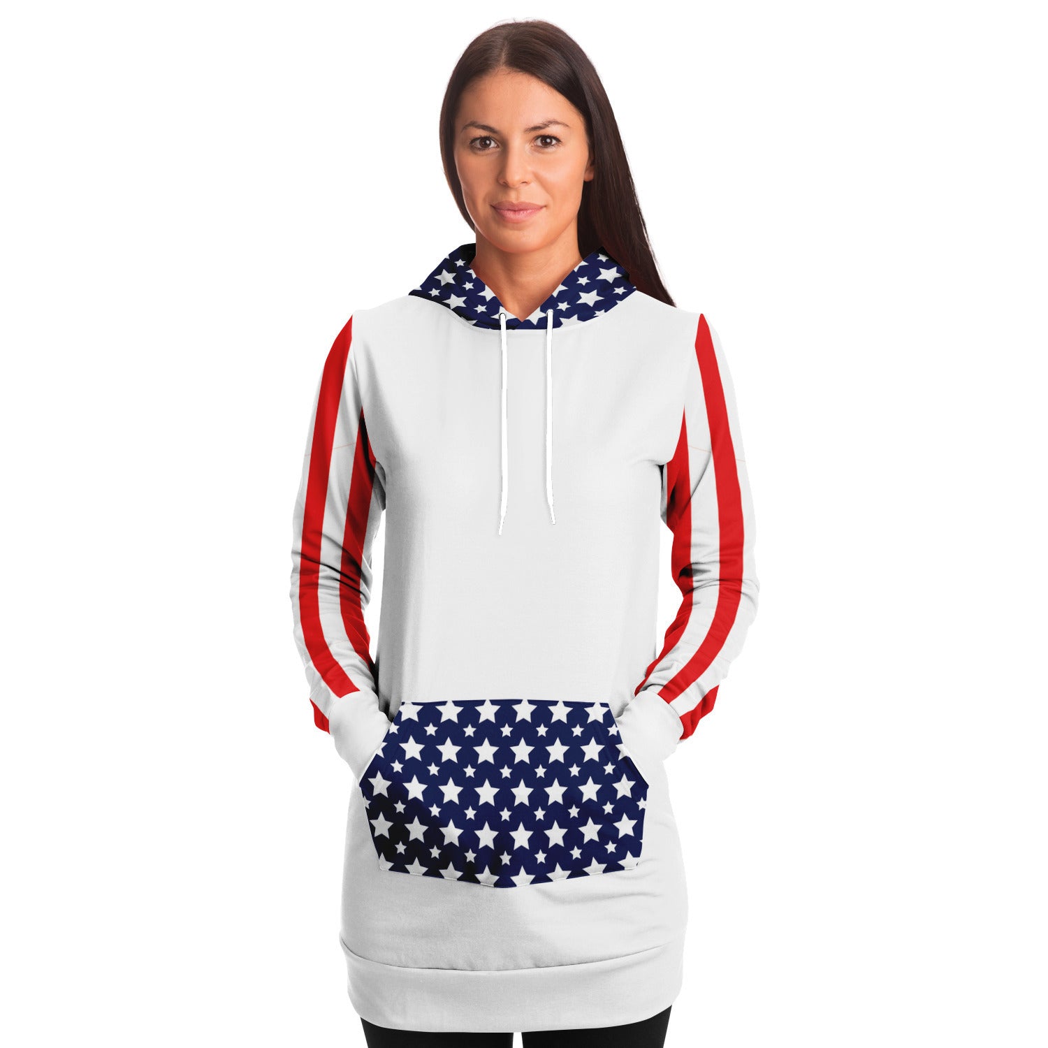 Stars and Stripes Longline Ladies Hoodie