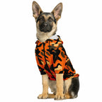 Orange and Black Camo Fashion Dog Zip-Up Hoodie