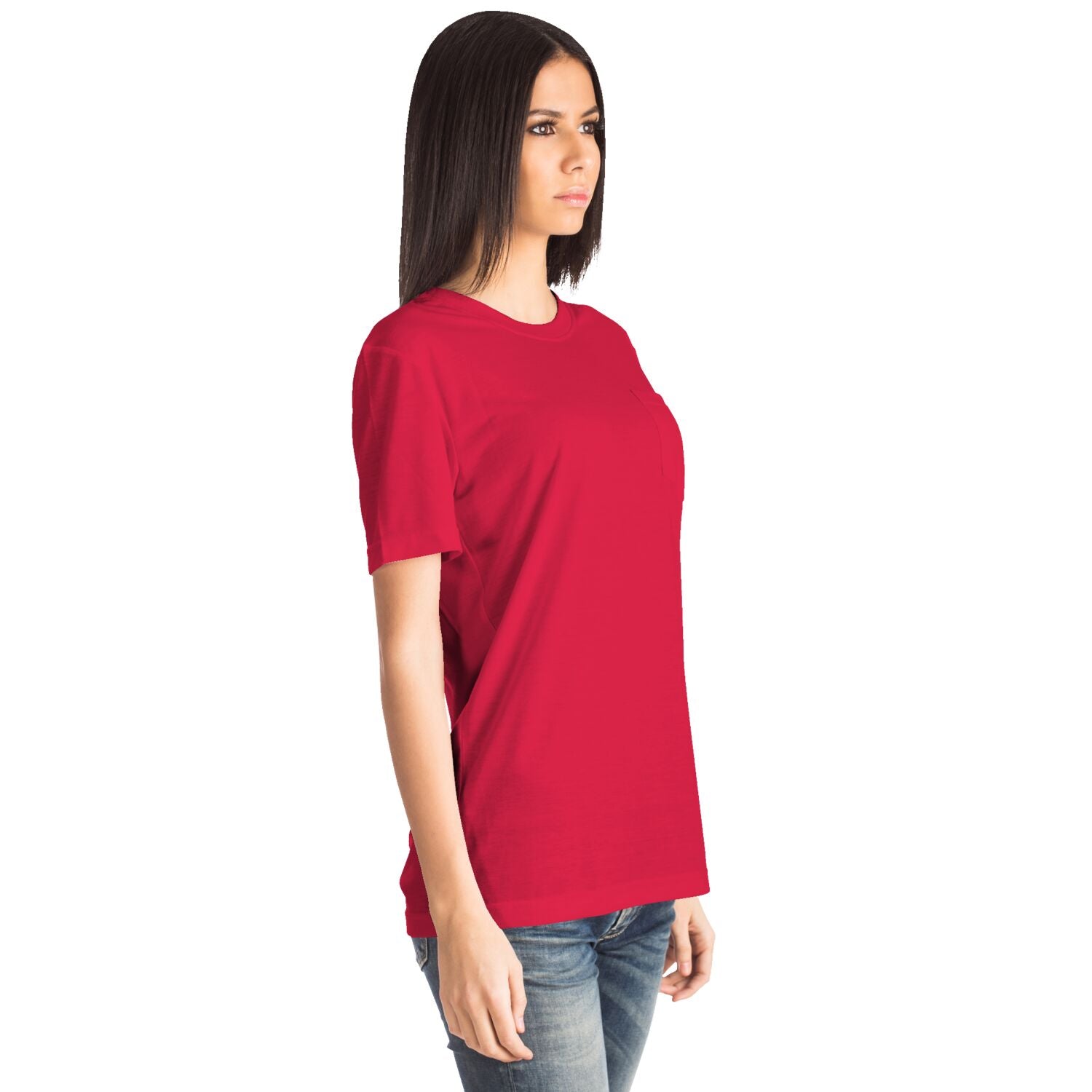 Crimson Red Ladies Pocket T-shirt
