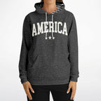 Ladies America Black Acid Wash Hoodie