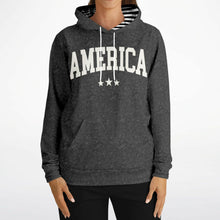 Load image into Gallery viewer, Ladies America Black Acid Wash Hoodie
