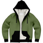 Green and Black Microfleece Zip up Hoodie