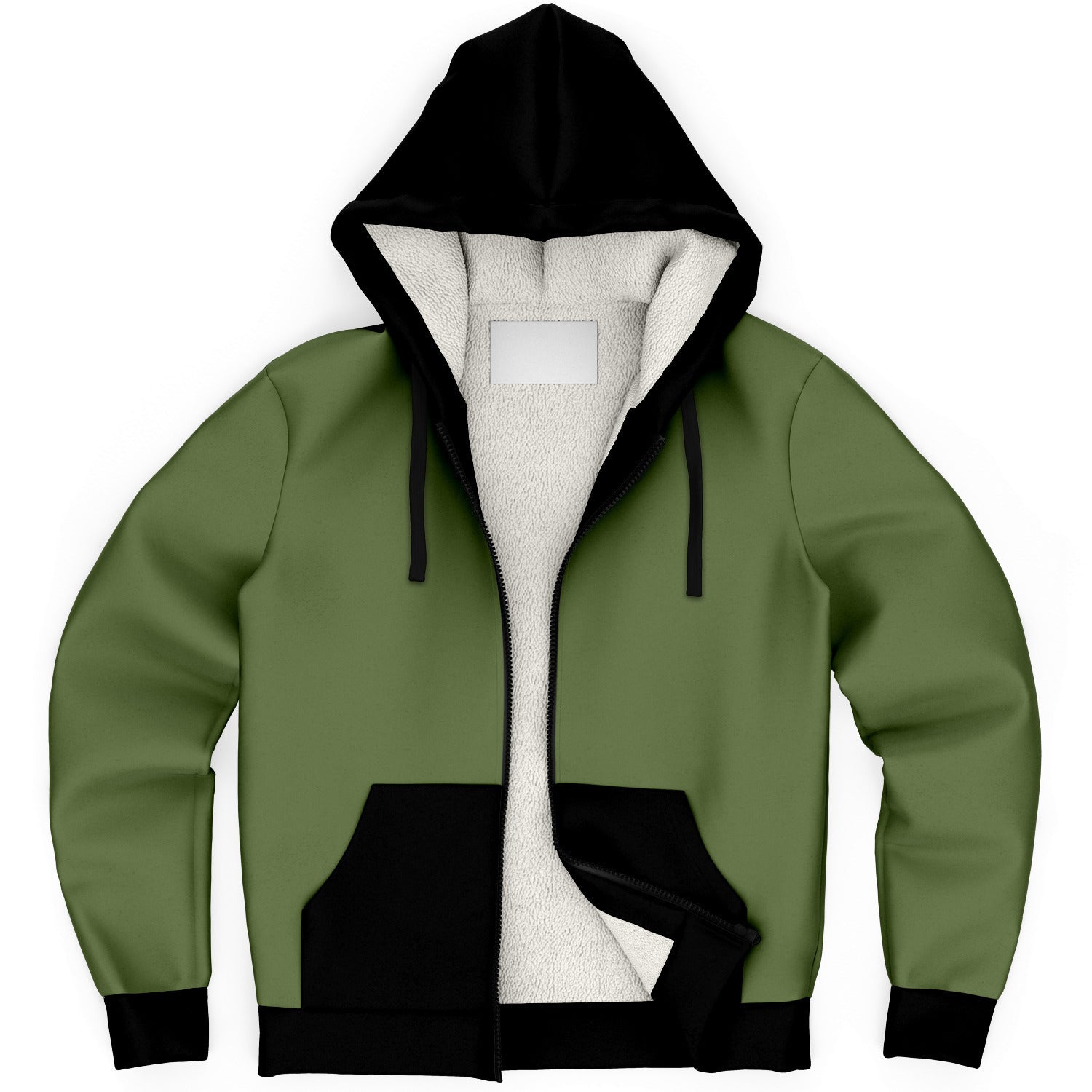Green and Black Microfleece Zip up Hoodie