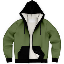 Load image into Gallery viewer, Green and Black Microfleece Zip up Hoodie
