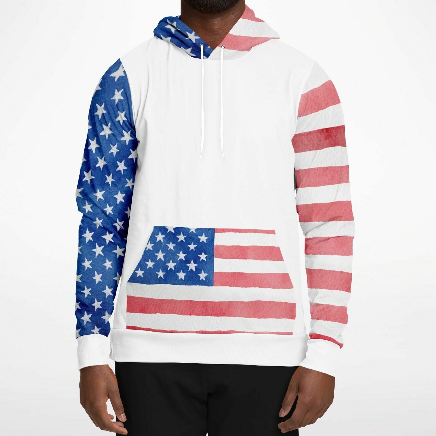 Men's Stars And Stripes Watercolor Pullover Hoodie