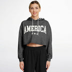 Ladies America Black Acid Wash Dance Hoodie