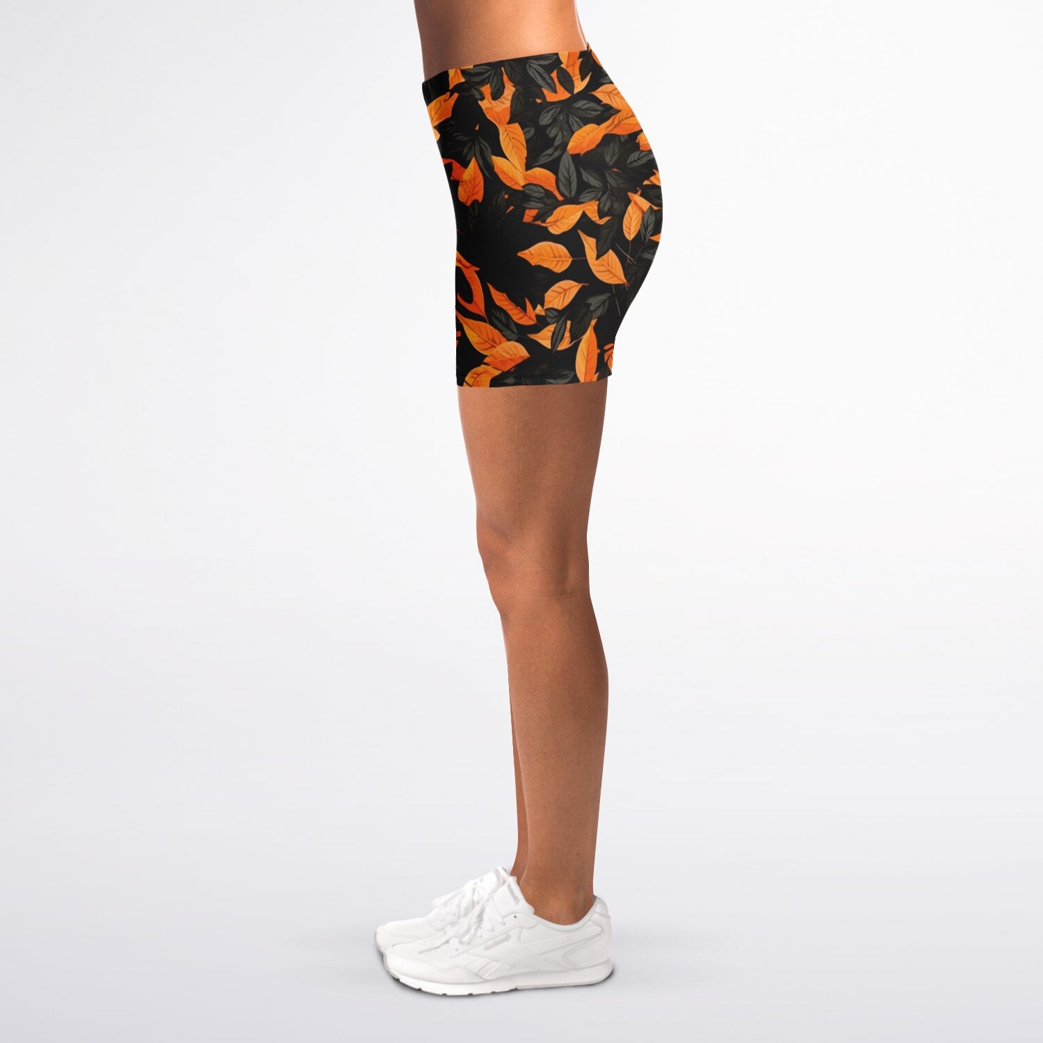 Orange Leaves Forest Camo Legging Shorts