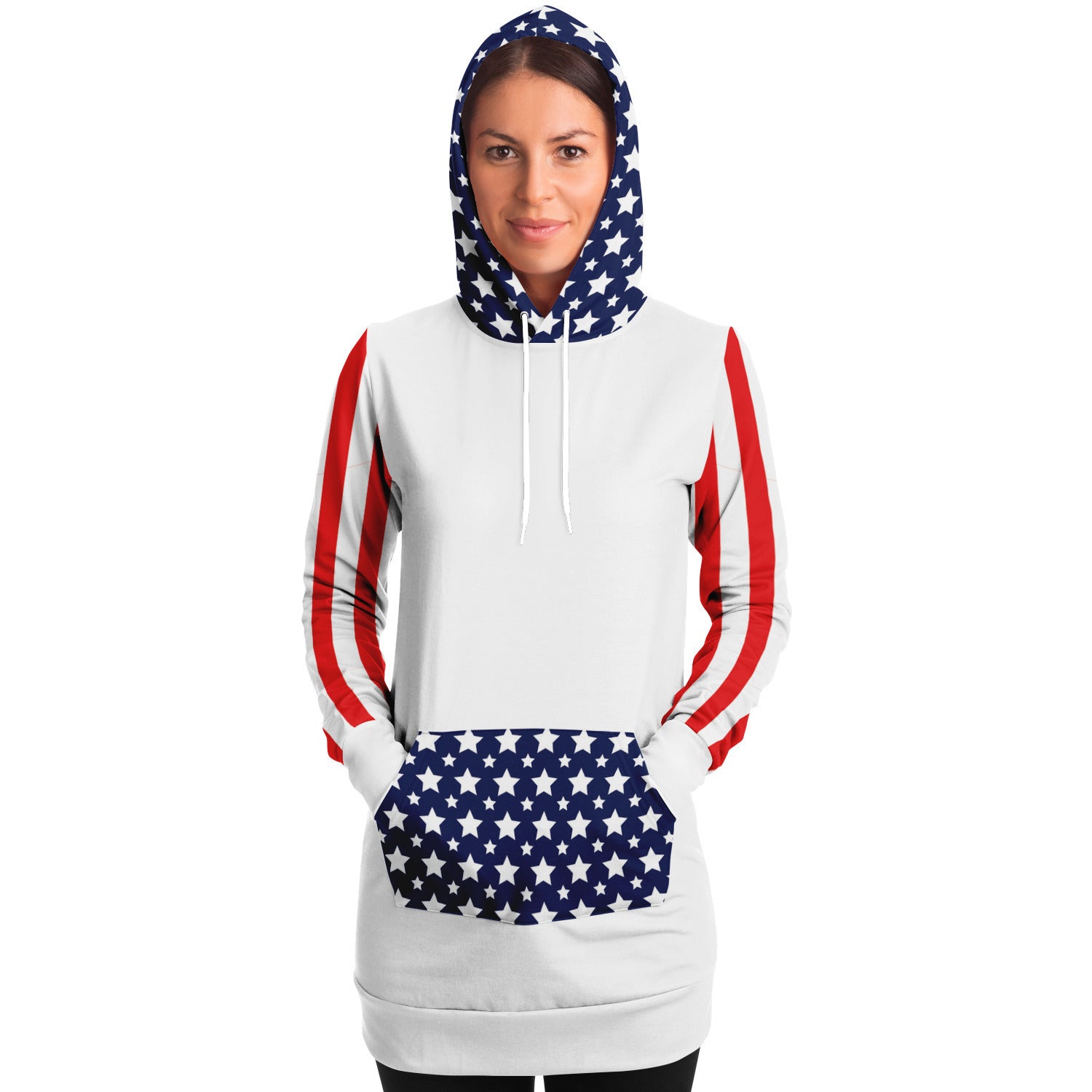 Stars and Stripes Longline Ladies Hoodie