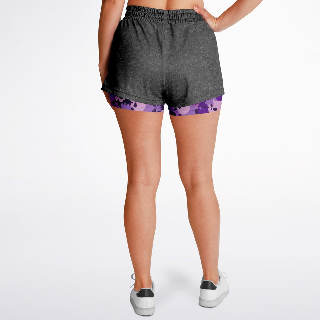 Purple Skulls Women's 2-in-1 Shorts - AOP