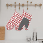 Red Christmas Silicone Oven Mitt Set