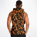 Orange Leaves Forest Camo Athletic Drop Armhole Sleeveless Hoodie