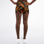 Orange Leaves Forest Camo Legging Shorts