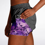 Purple Skulls Women's 2-in-1 Shorts - AOP