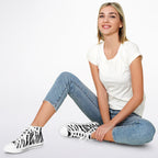 Zebra Print High Top Canvas Shoes