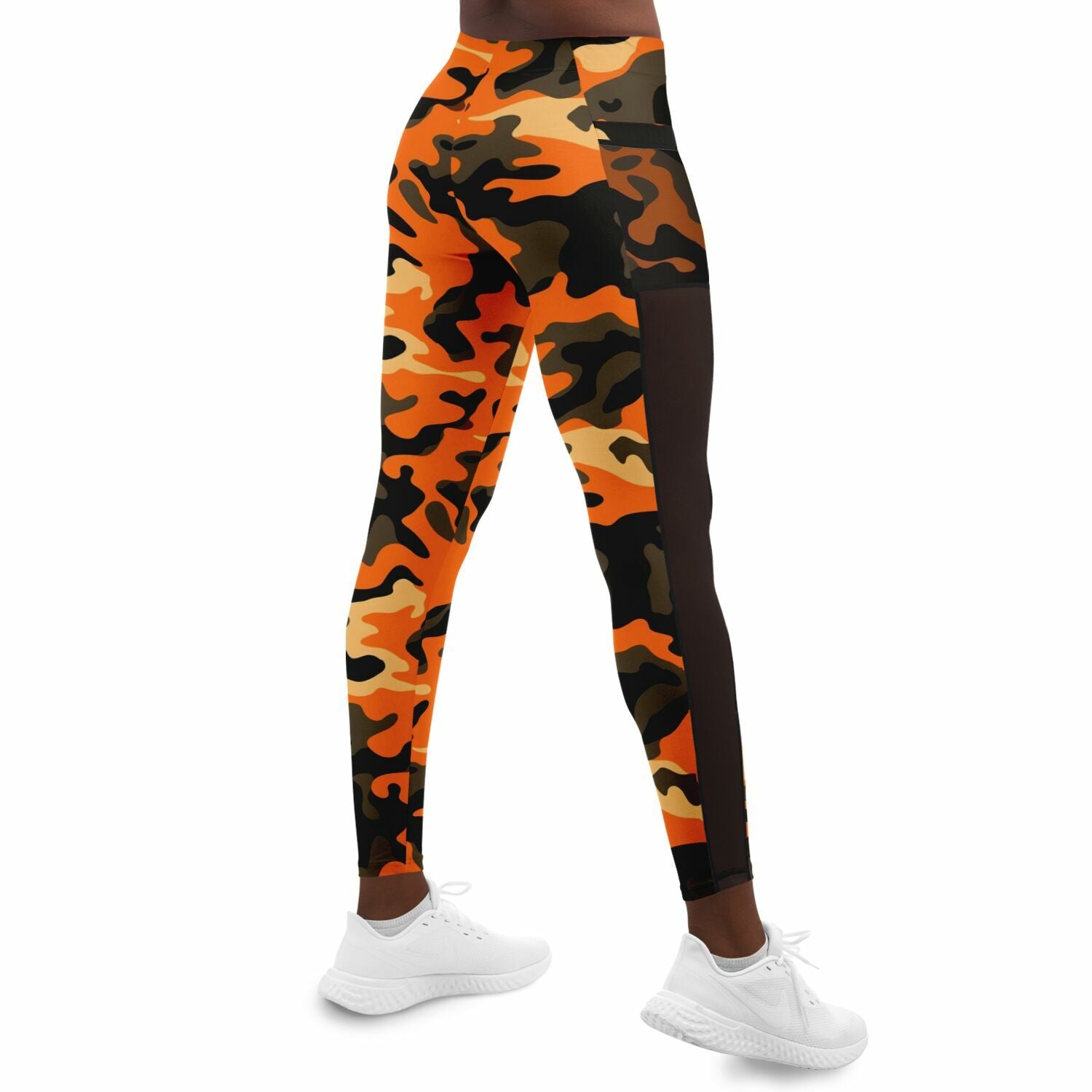 Women's Orange Camo Mesh Pocket Legging