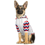 Red White and Blue Zig Zag Athletic Dog Zip-Up Hoodie