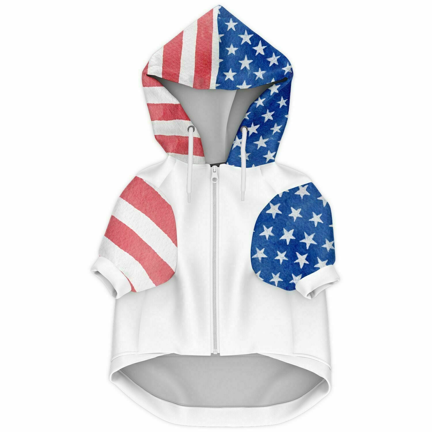 Dog Stars and Stripes Watercolor Zip-Up Hoodie