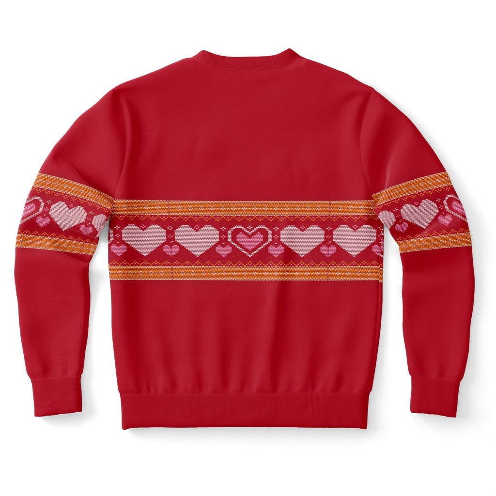 Knitted Heart Stripe Ladies Sweatshirt