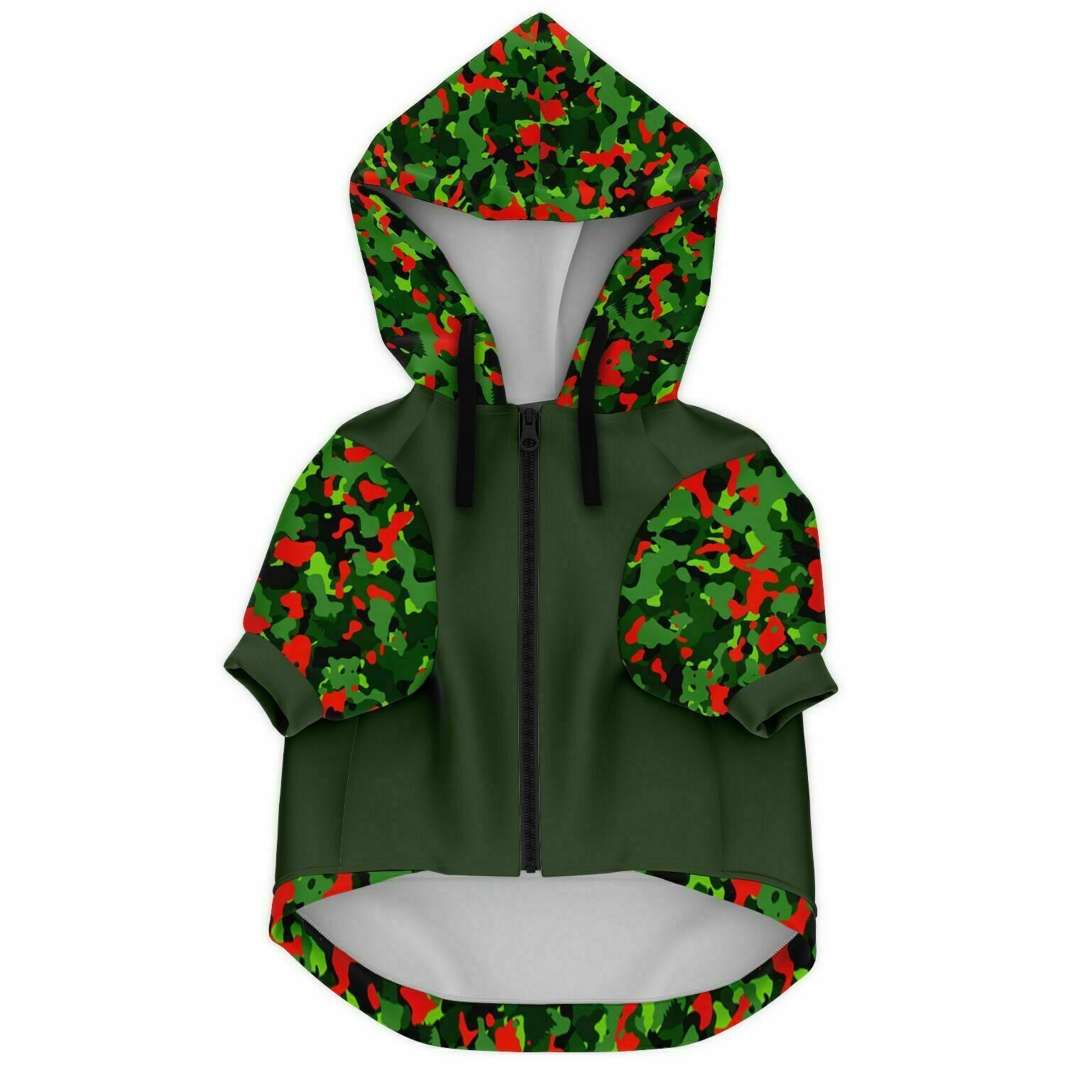 Xmas Camo Green Athletic Dog Zip-Up Hoodie