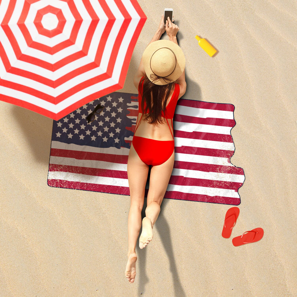 USA Flag Drip Shaped Beach Towel