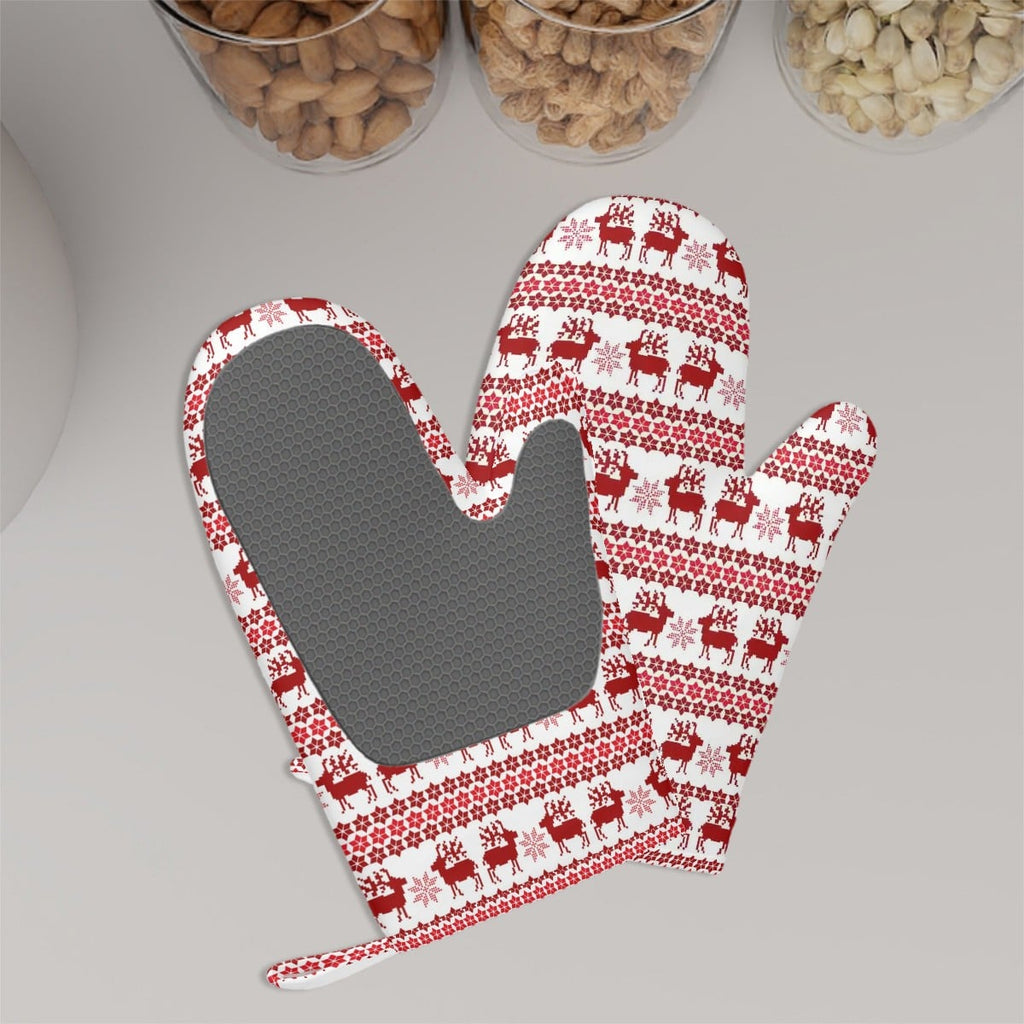 Red Christmas Silicone Oven Mitt Set