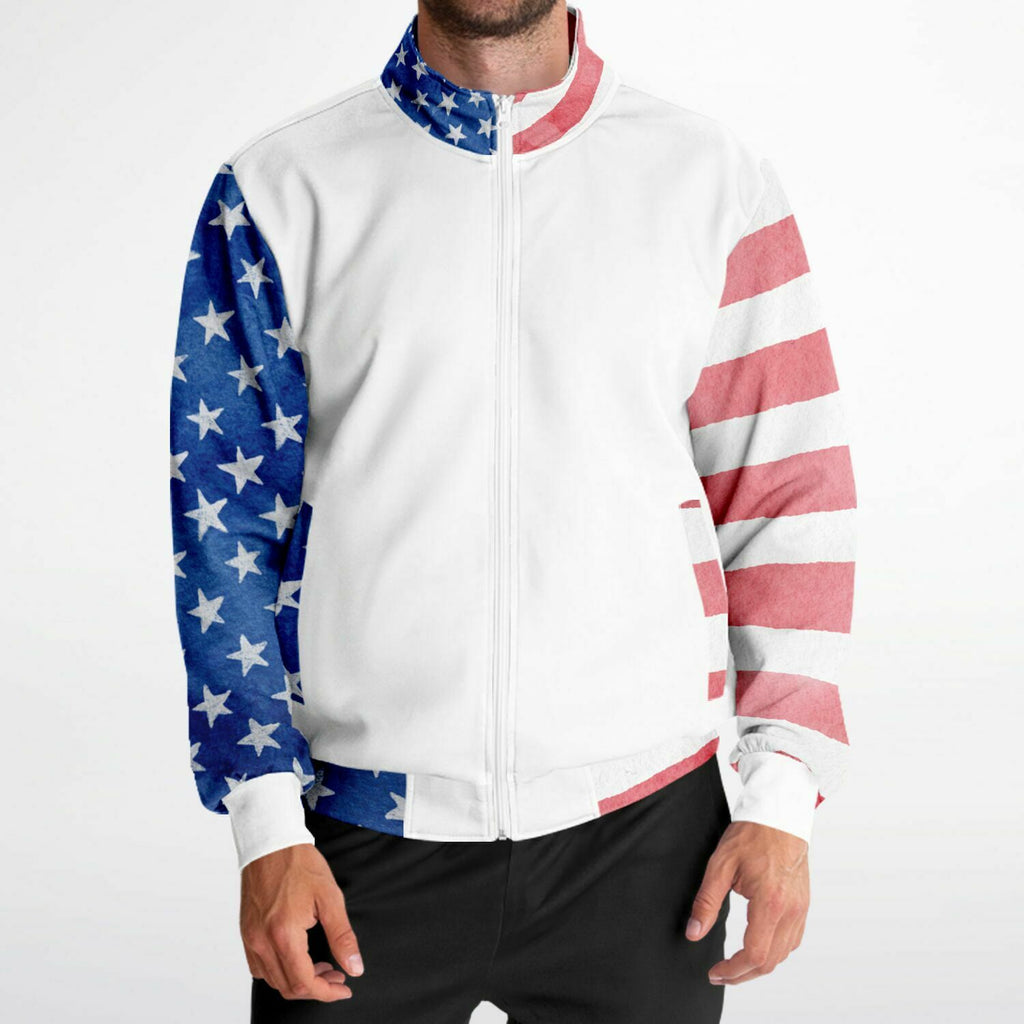 Stars and Stripes Watercolor Ladies Track Jacket