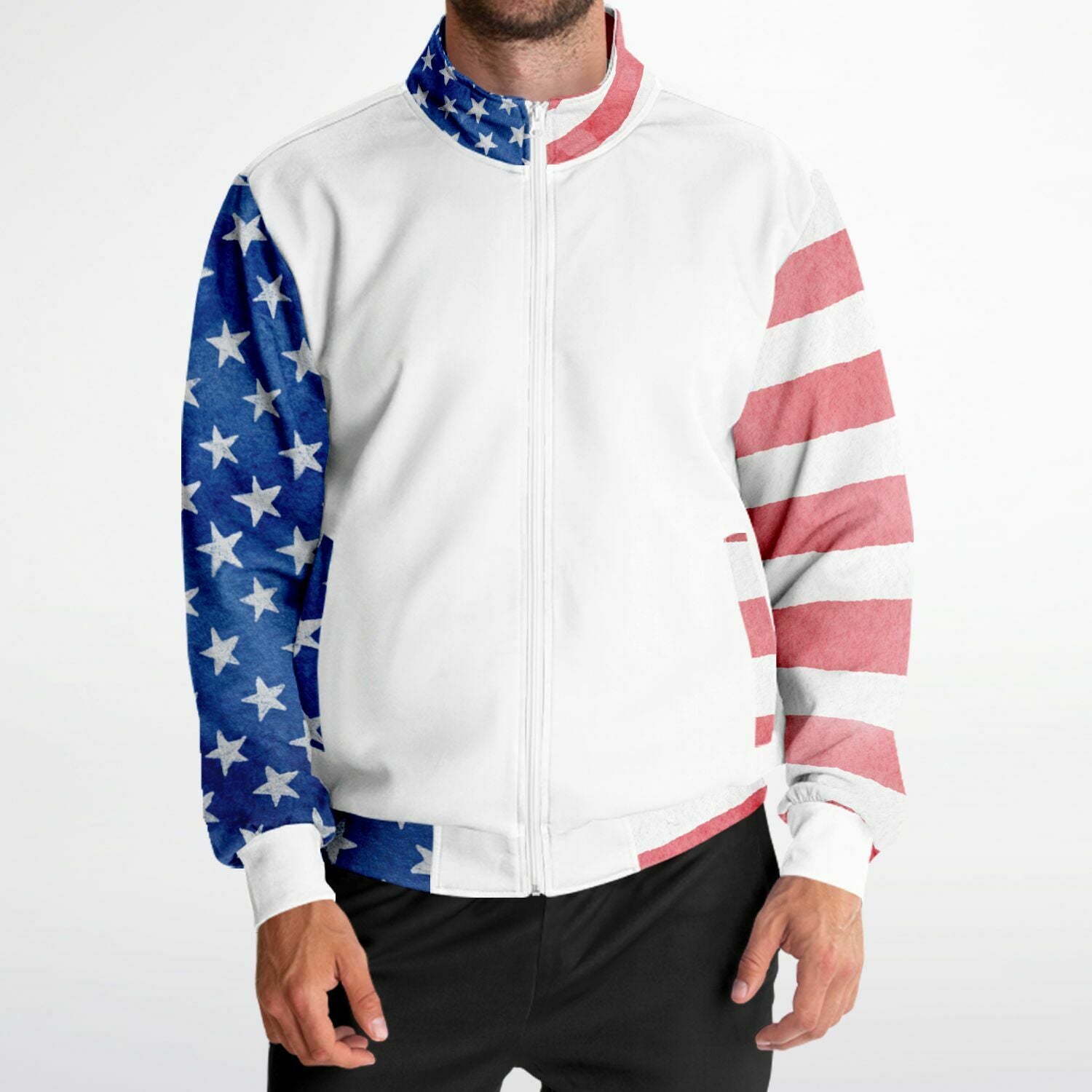 Stars and Stripes Watercolor Ladies Track Jacket