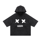 Dead Silent Snow Washed Hooded Boxy Unisex T-Shirt
