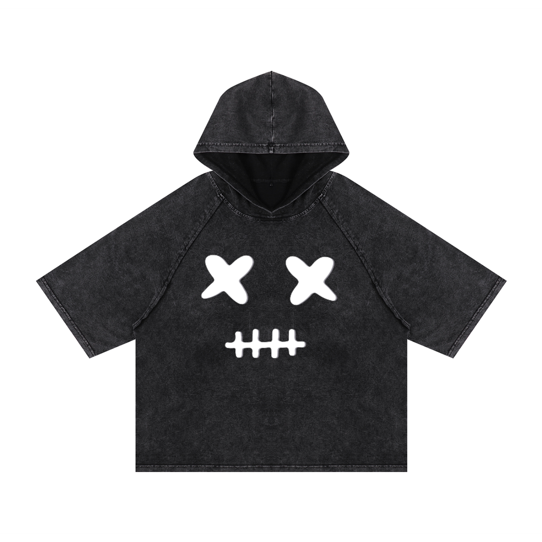 Dead Silent Snow Washed Hooded Boxy Unisex T-Shirt