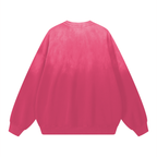 Fang Face Pink Sun Faded Ladies Drop Shoulder Sweatshirt