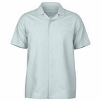 Ice Blue Speckled Men's Spread Collar Short Sleeve Button-Down Shirt