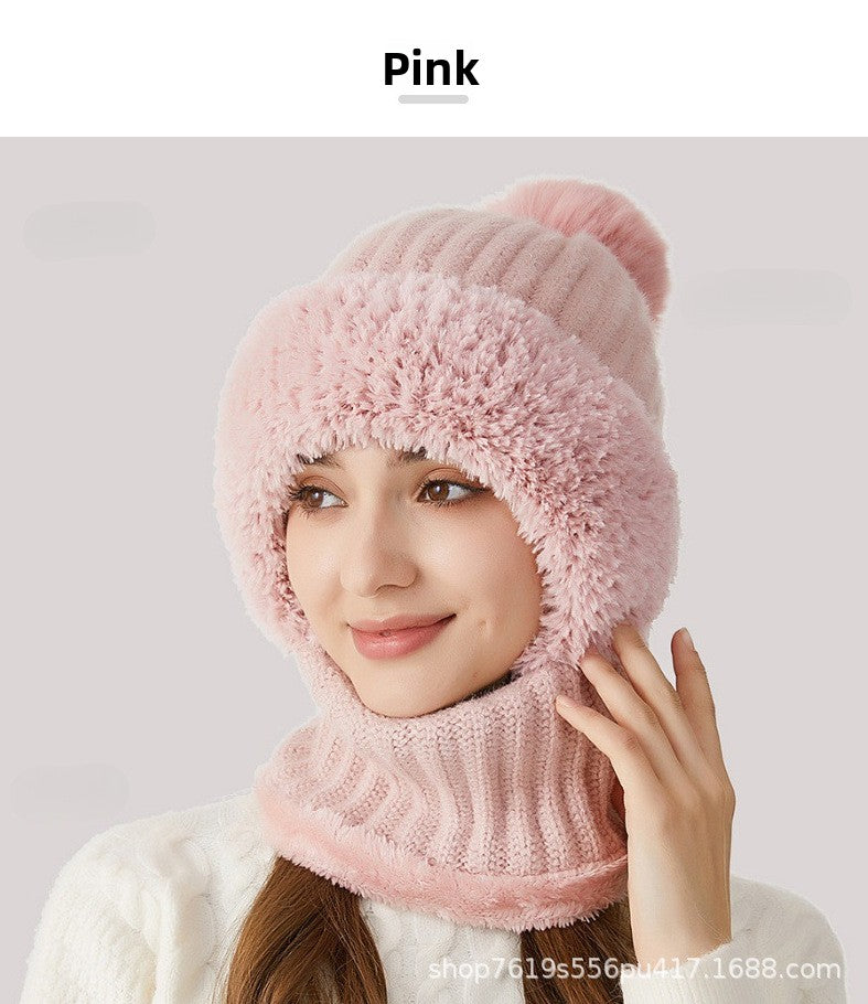 Winter Fleece Lined Knit Hat With Face Cover