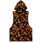 Orange Leaves Forest Camo Athletic Drop Armhole Sleeveless Hoodie